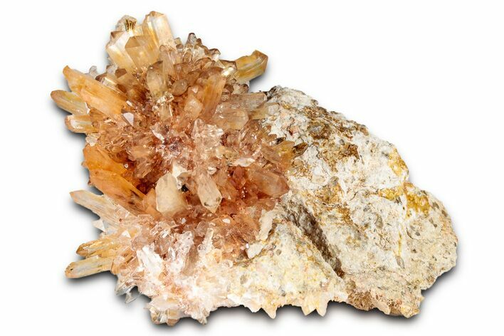 Orange Creedite Crystal Cluster on Matrix - Durango, Mexico #348154